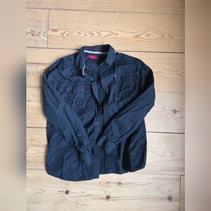 TisSaia Navy Pinstripe Button-Down Shirt Size L